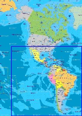 Politique carte de Amerique en allemand