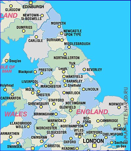 Administrativa mapa de Inglaterra