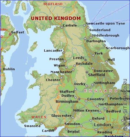 mapa de Inglaterra