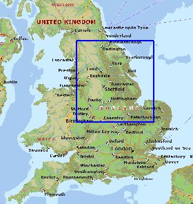 mapa de Inglaterra