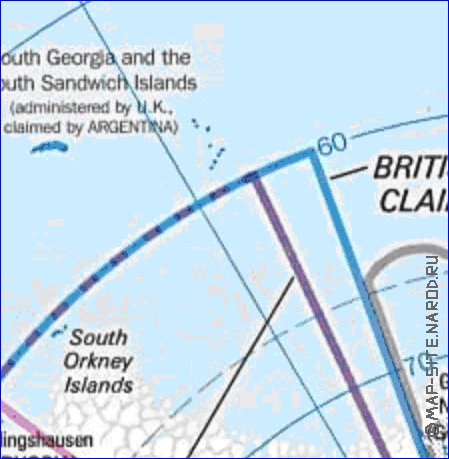 Administratives carte de Antarctique en anglais