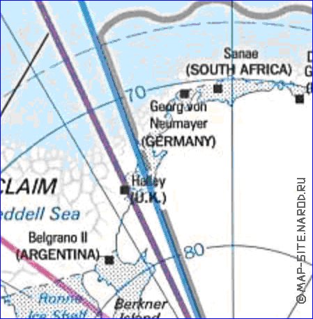 Administratives carte de Antarctique en anglais