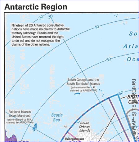 Administratives carte de Antarctique en anglais