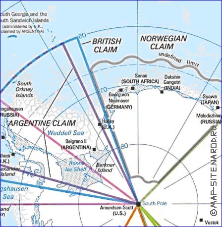 Administratives carte de Antarctique en anglais