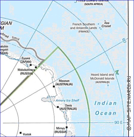 Administratives carte de Antarctique en anglais