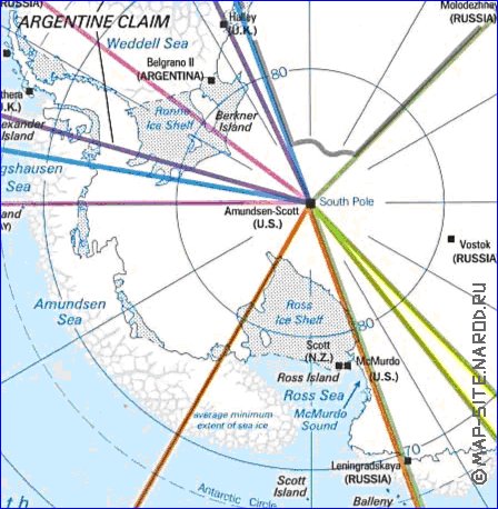 Administratives carte de Antarctique en anglais