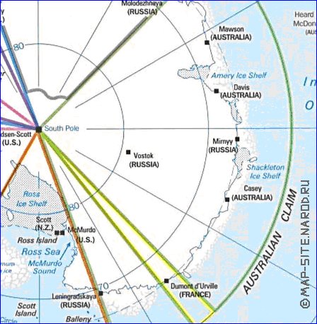 Administratives carte de Antarctique en anglais