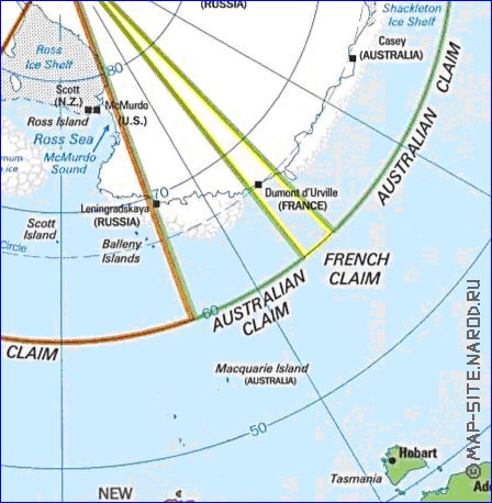 Administratives carte de Antarctique en anglais