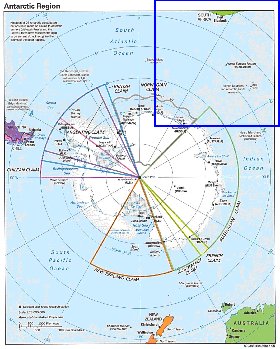 Administratives carte de Antarctique en anglais