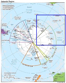 Administratives carte de Antarctique en anglais