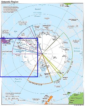 Administratives carte de Antarctique en anglais