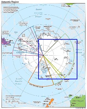 Administratives carte de Antarctique en anglais