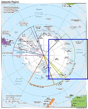 Administratives carte de Antarctique en anglais