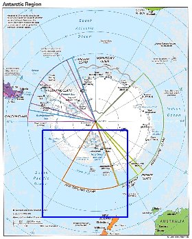 Administratives carte de Antarctique en anglais