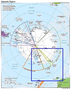 Administratives carte de Antarctique en anglais