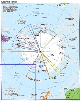 Administratives carte de Antarctique en anglais