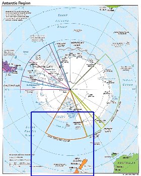 Administratives carte de Antarctique en anglais