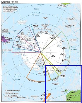 Administratives carte de Antarctique en anglais