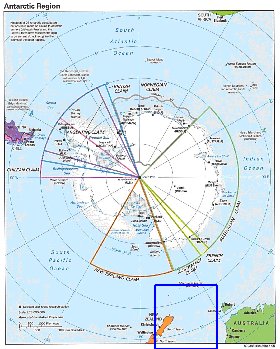 Administratives carte de Antarctique en anglais