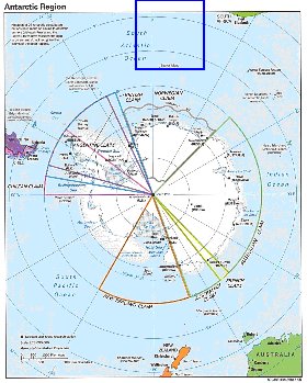 Administratives carte de Antarctique en anglais