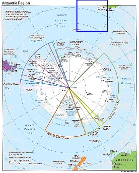 Administratives carte de Antarctique en anglais