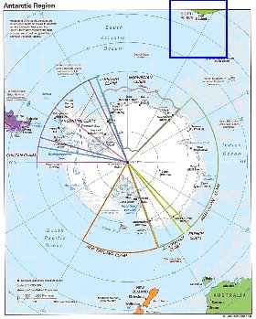 Administratives carte de Antarctique en anglais