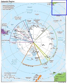 Administratives carte de Antarctique en anglais