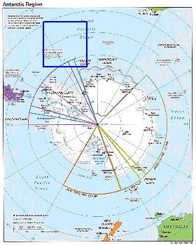 Administratives carte de Antarctique en anglais