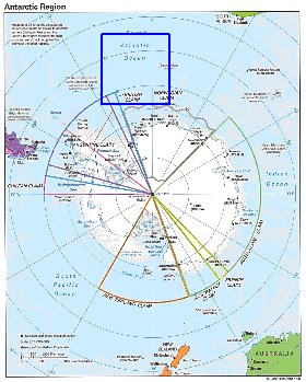 Administratives carte de Antarctique en anglais