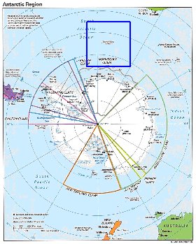 Administratives carte de Antarctique en anglais