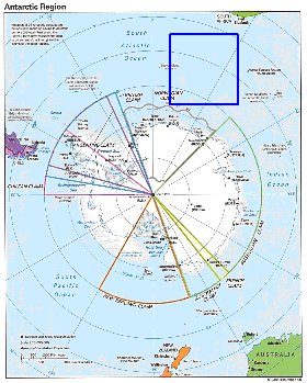 Administratives carte de Antarctique en anglais