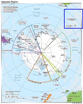 Administratives carte de Antarctique en anglais