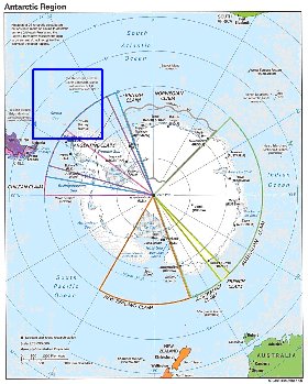 Administratives carte de Antarctique en anglais