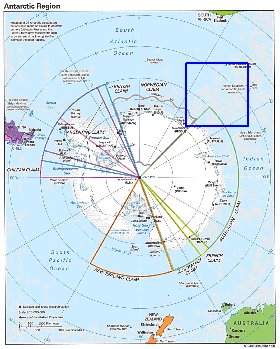 Administratives carte de Antarctique en anglais