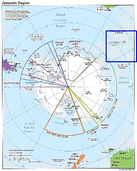 Administratives carte de Antarctique en anglais