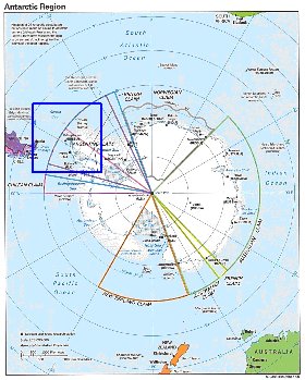 Administratives carte de Antarctique en anglais