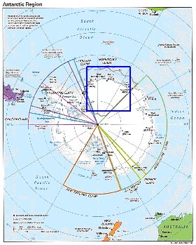 Administrativa mapa de Antartica em ingles
