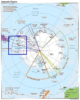 Administratives carte de Antarctique en anglais