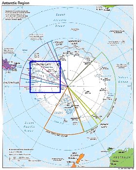 Administratives carte de Antarctique en anglais