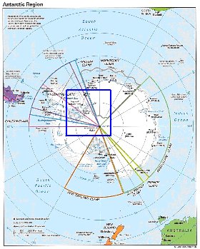 Administratives carte de Antarctique en anglais