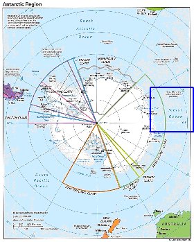 Administratives carte de Antarctique en anglais