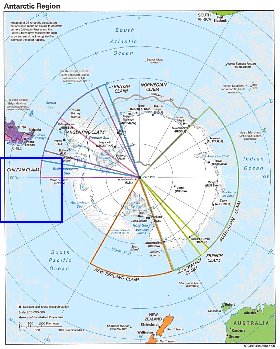 Administratives carte de Antarctique en anglais