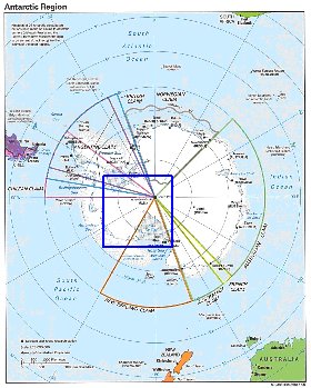 Administratives carte de Antarctique en anglais