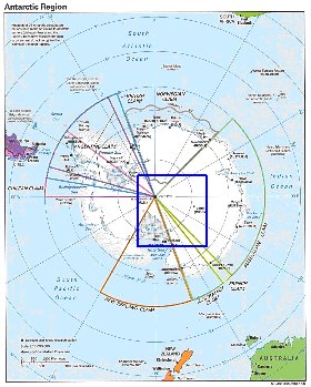 Administratives carte de Antarctique en anglais