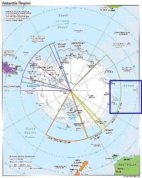 Administratives carte de Antarctique en anglais