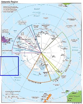 Administratives carte de Antarctique en anglais