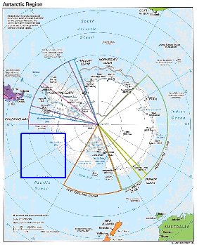 Administrativa mapa de Antartica em ingles