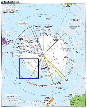 Administratives carte de Antarctique en anglais