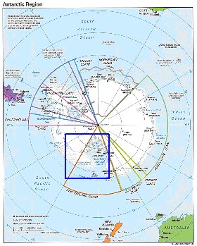 Administratives carte de Antarctique en anglais