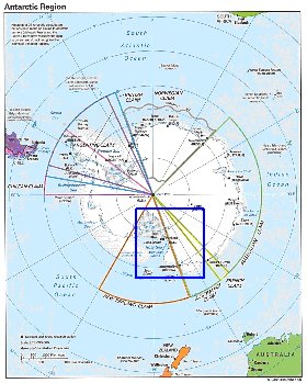 Administratives carte de Antarctique en anglais